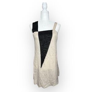 CHLOE Irene Cream & Black Silk Blend Sheer Dress Size IT 36 US Size 4